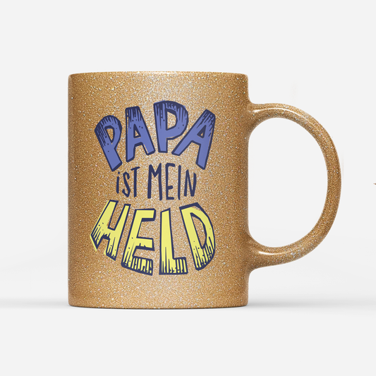 Tasse Glitzer Edition Papa ist mein Held