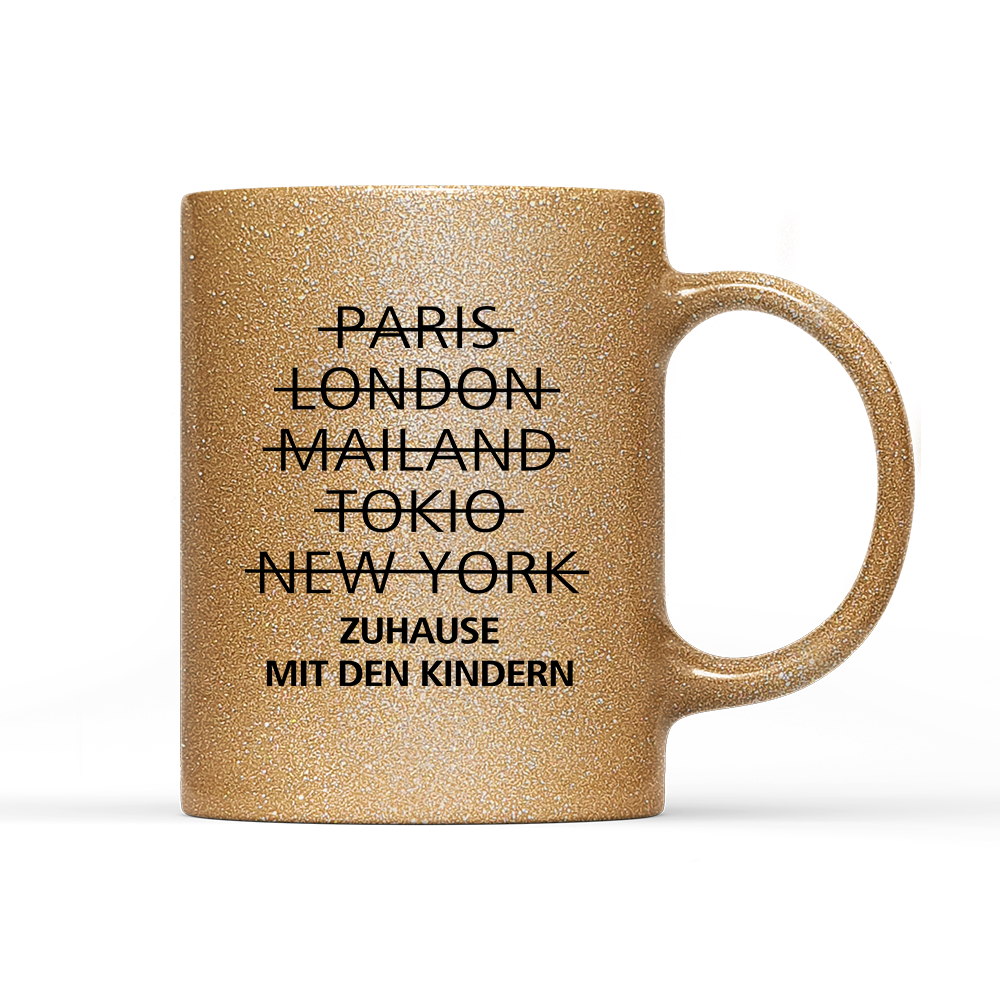 Tasse Glitzer Edition zuhause mit den Kindern