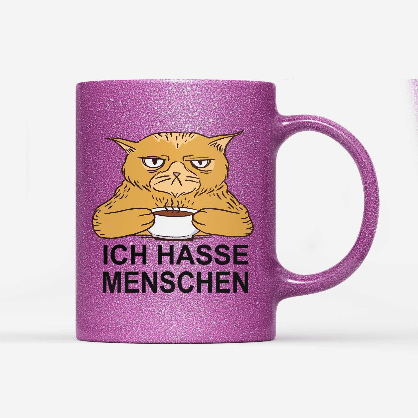 Tasse Glitzer Edition Ich hasse Menschen Katze