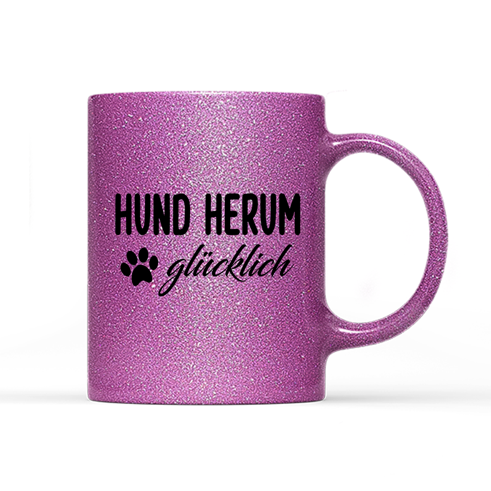 Tasse Glitzer Edition Hund herum glücklich