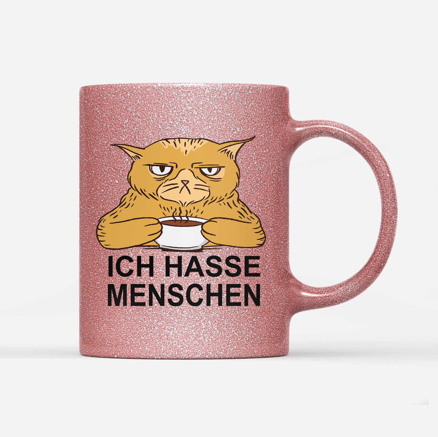 Tasse Glitzer Edition Ich hasse Menschen Katze