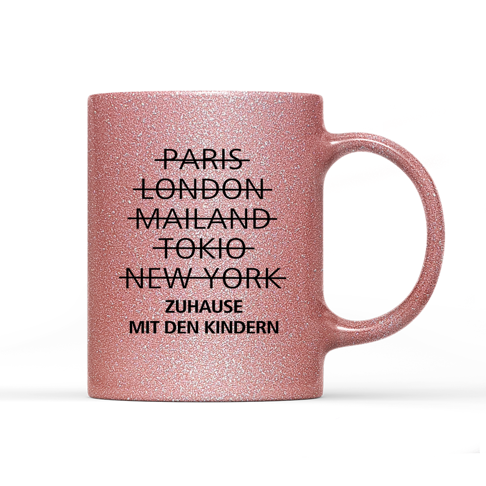 Tasse Glitzer Edition zuhause mit den Kindern