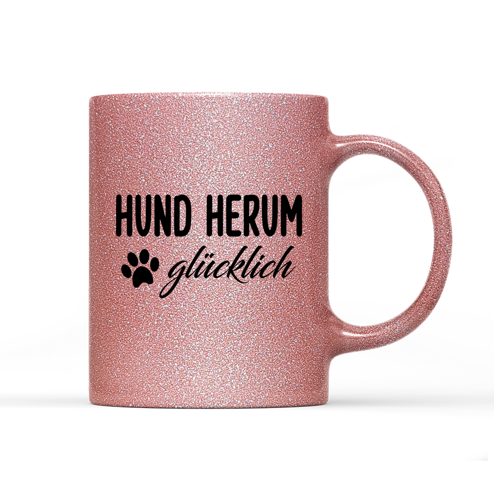 Tasse Glitzer Edition Hund herum glücklich