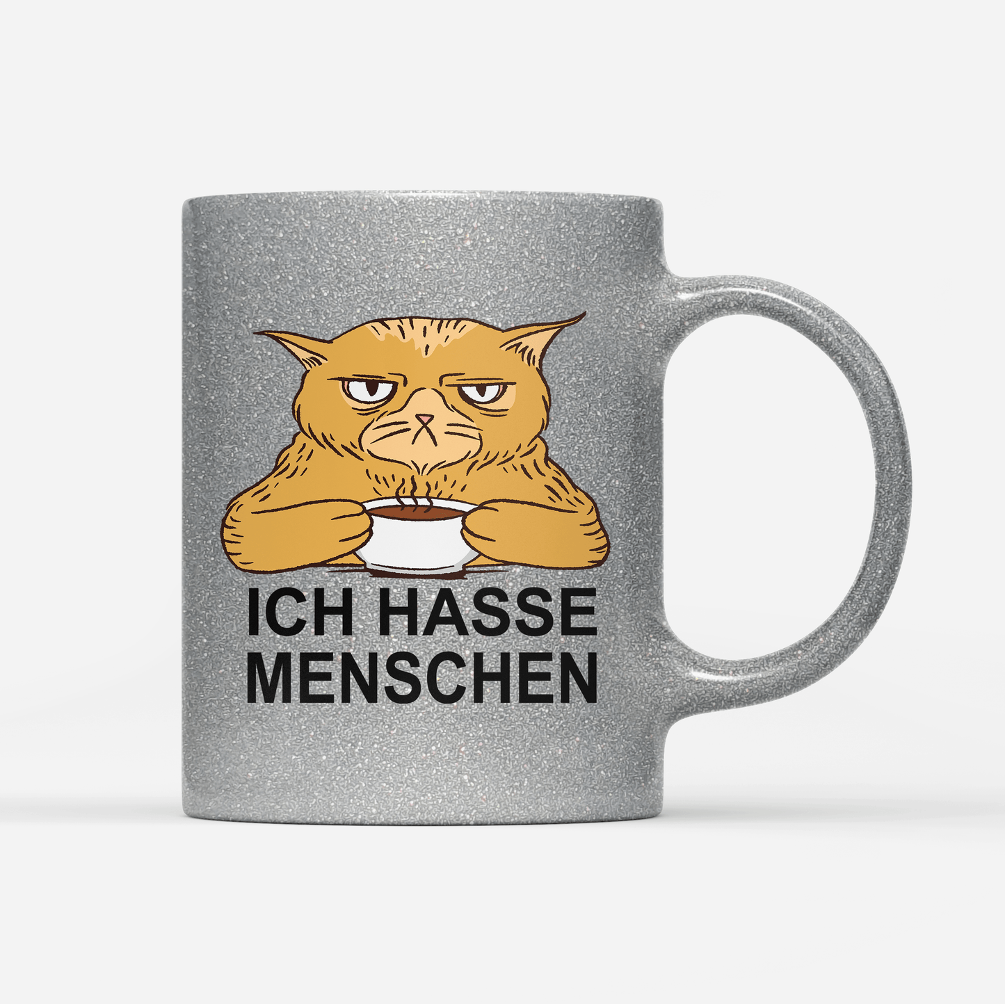 Tasse Glitzer Edition Ich hasse Menschen Katze