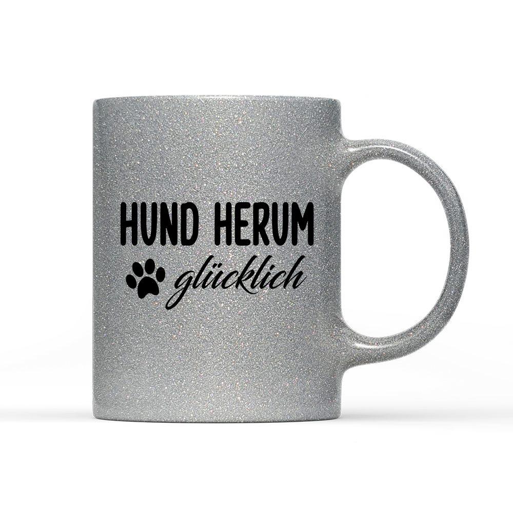 Tasse Glitzer Edition Hund herum glücklich