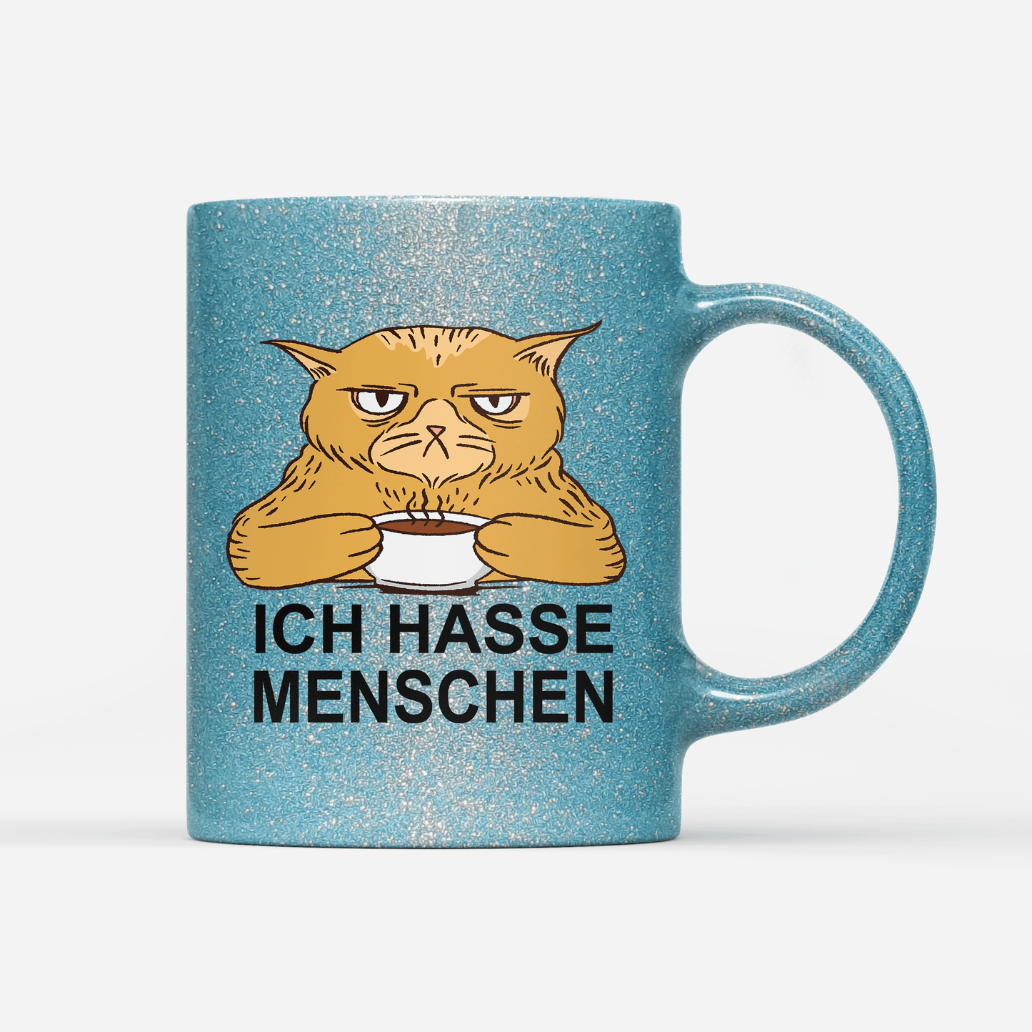 Tasse Glitzer Edition Ich hasse Menschen Katze