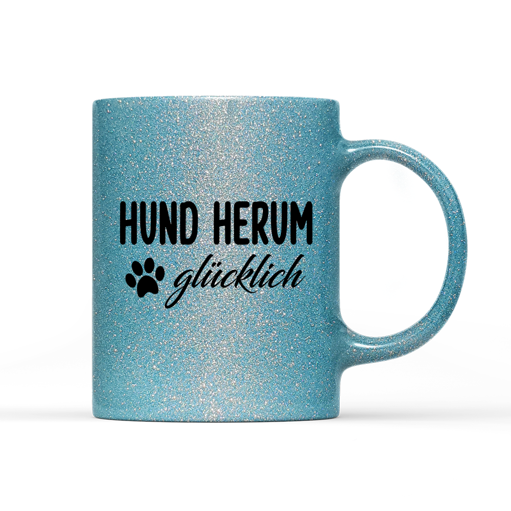 Tasse Glitzer Edition Hund herum glücklich