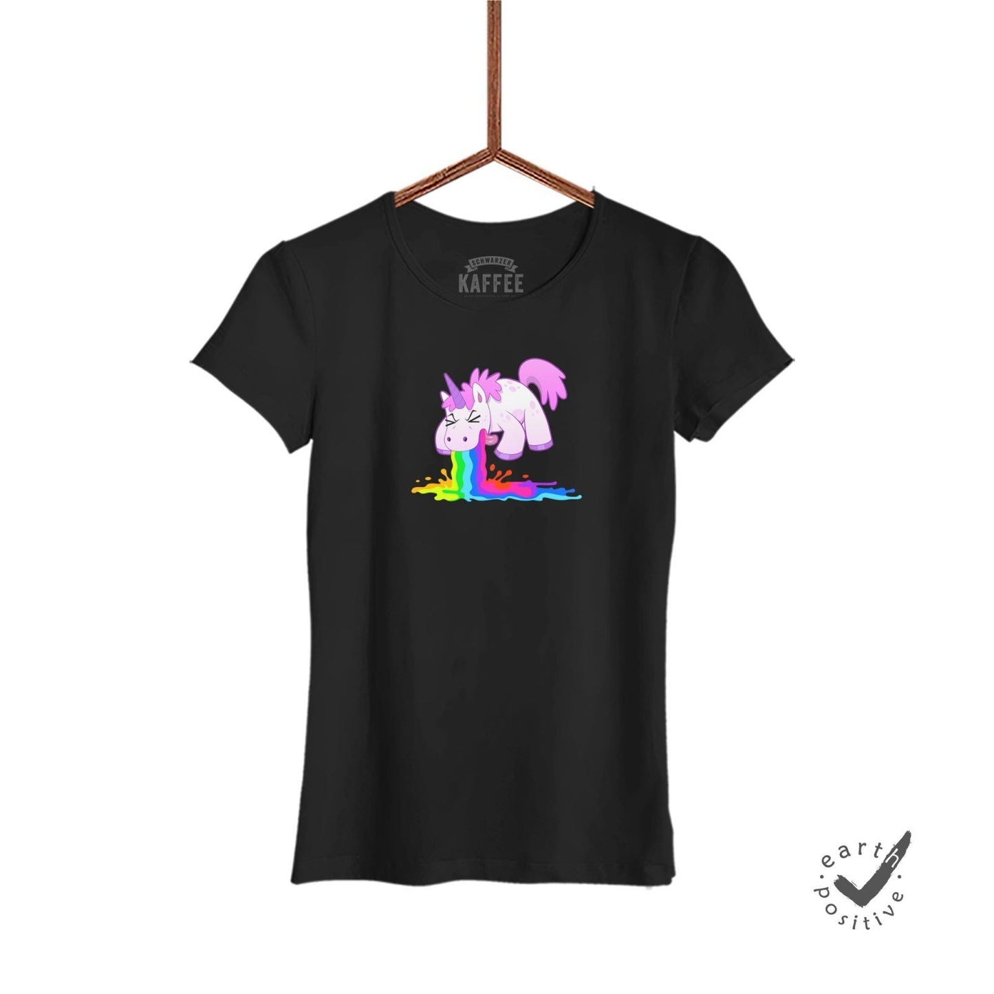 Damen T-Shirt Kotzendes Einhorn