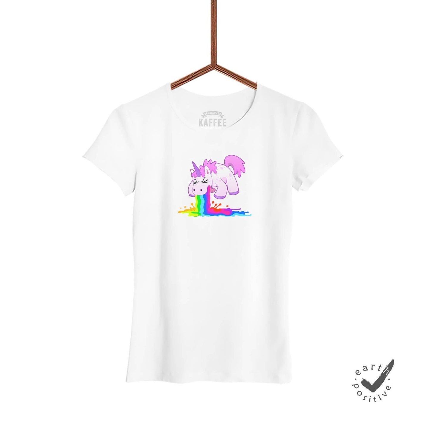 Damen T-Shirt Kotzendes Einhorn