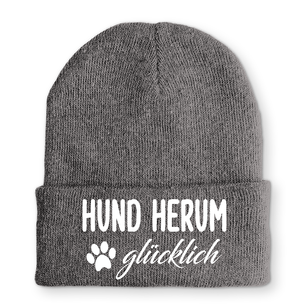 Mütze Hund herum glücklich
