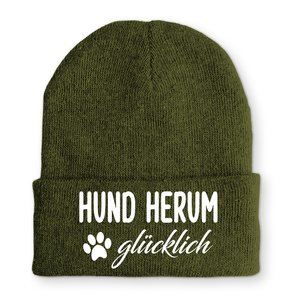 Mütze Hund herum glücklich