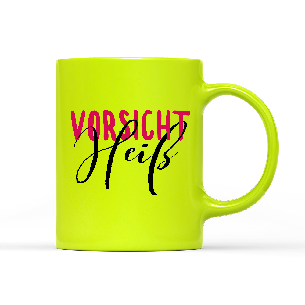 Tasse Neon Vorsicht heiß