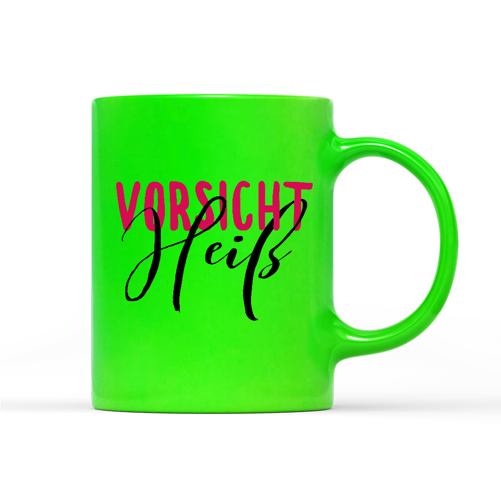 Tasse Neon Vorsicht heiß