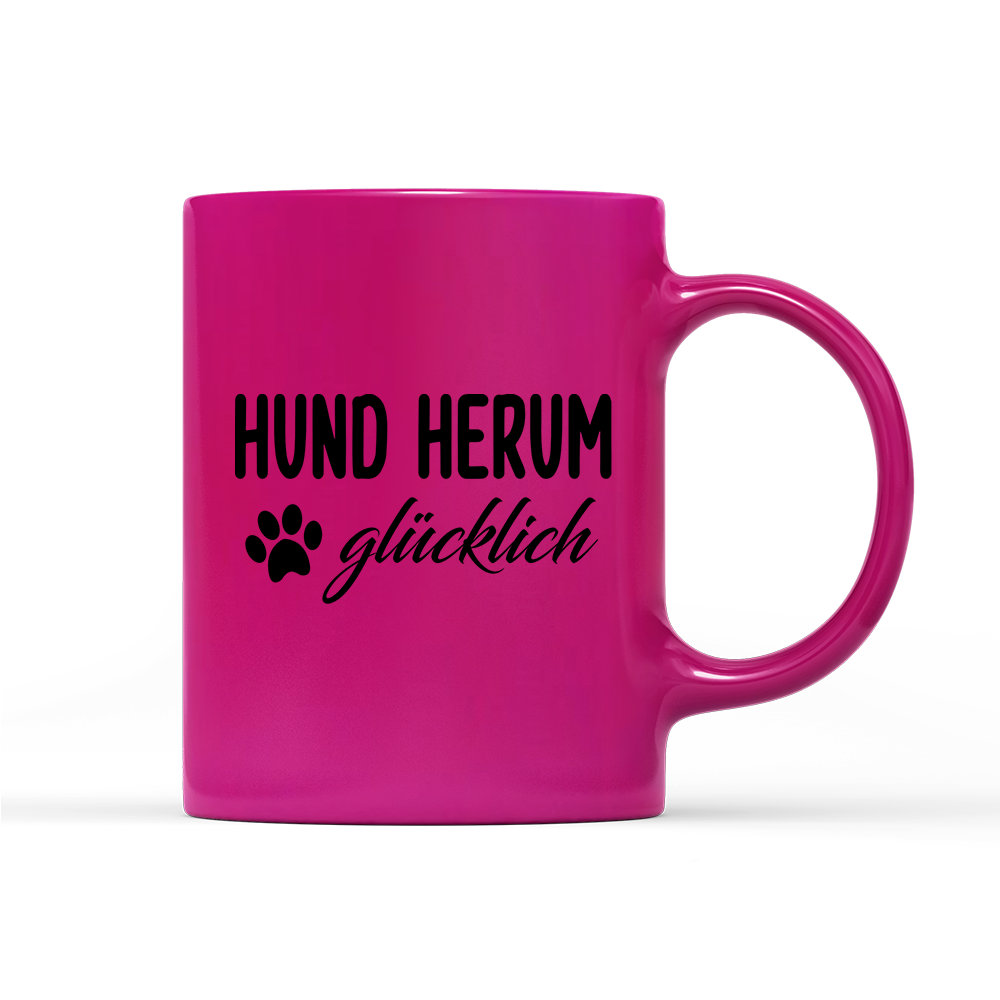 Tasse Neon Hund herum glücklich