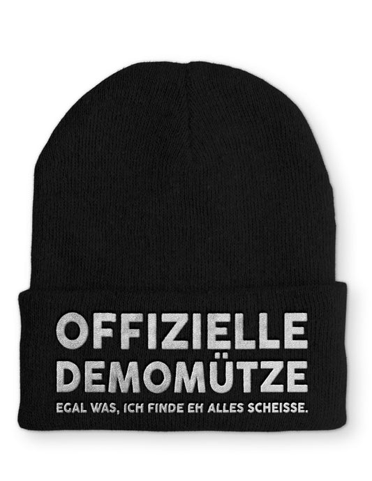 Offizielle Demomütze egal was, ich finde eh alles scheisse Statement Beanie Mütze mit Spruch
