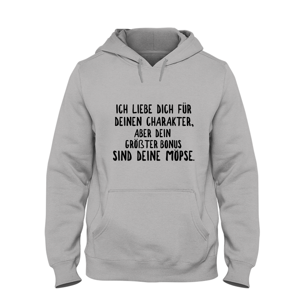 Hoodie Unisex Ich liebe deinen Charakter Möpse